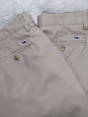Bundle Lot 2 Vineyard Vines Links Pant Mens 34x30 Tan Khaki Golf Pants Comfort S